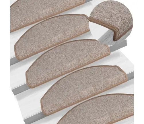 Kāpņu Paklājiņi, 15 Gab., 65X24X4 Cm, Gaiši Brūni, Pusapaļi, Lieli Vidaxl
