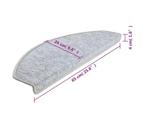 Kāpņu Paklāji, 15 Gab., Gaiši Pelēki, 65X24X4 Cm Vidaxl