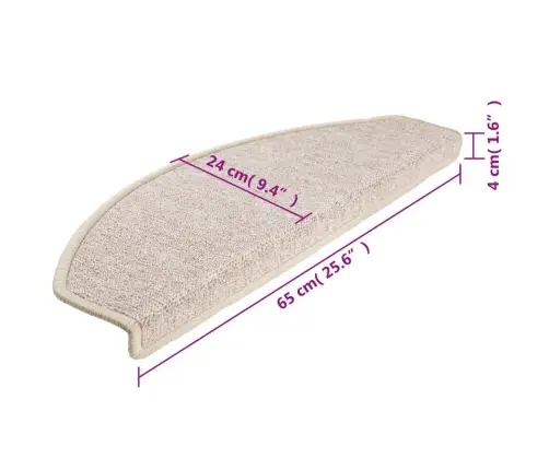 Laiptų Kilimėliai, 15 Vnt., 65X24X4 cm Pilkai Rudi, Pusapvaliai, Dideli