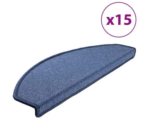 Kāpņu Paklāji, 15 Gab., Zili, 65X24X4 Cm Vidaxl