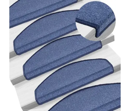Kāpņu Paklāji, 15 Gab., Zili, 65X24X4 Cm Vidaxl