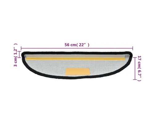 Kāpņu Paklāji, 15 Gab., 56X17X3 Cm, Melni Vidaxl