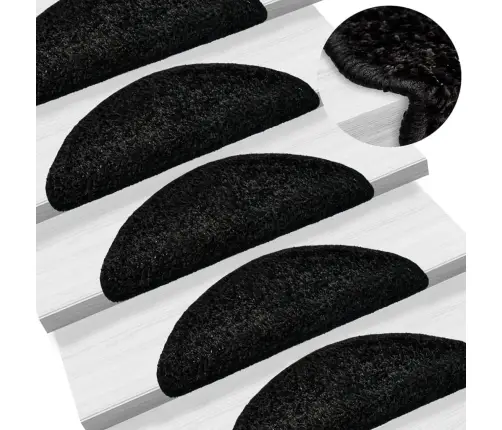 Kāpņu Paklāji, 15 Gab., 56X17X3 Cm, Melni Vidaxl