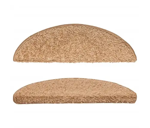 Kāpņu Paklājiņi, 15 Gab., 56X17X3 Cm, Bēši, Pusapaļi Vidaxl