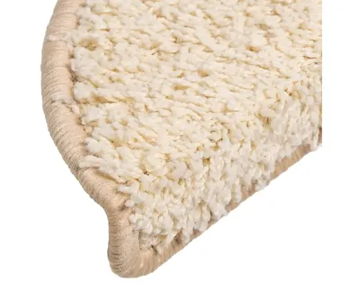 Laiptų Kilimėliai, 15 Vnt., 56X17X3 cm Kreminės Spalvos, Pusapvaliai