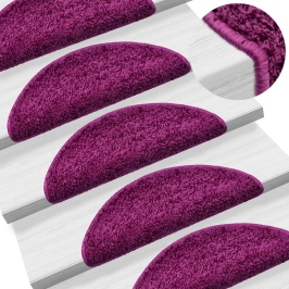 Laiptų Kilimėliai, 15 Vnt., 56X17X3 cm Violetiniai, Pusapvaliai