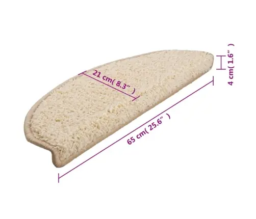 Kāpņu Paklāji, 15 Gab., 65X21X4 Cm, Krēmkrāsas Vidaxl Kāpņu Paklāji, 15 Gab., 65X21X4 Cm, Krēmkrāsas Vidaxl