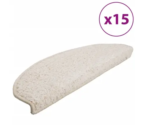Laiptų Kilimėliai, 15 Vnt., 65X21X4 cm Balti, Pusapvaliai, Dideli