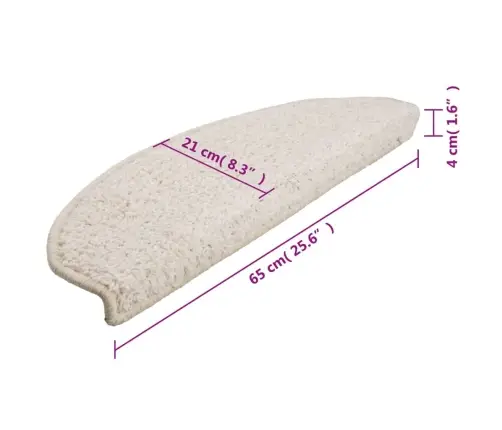 Laiptų Kilimėliai, 15 Vnt., 65X21X4 cm Balti, Pusapvaliai, Dideli