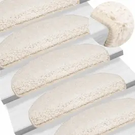 Laiptų Kilimėliai, 15 Vnt., 65X21X4 cm Balti, Pusapvaliai, Dideli Laiptų Kilimėliai, 15 Vnt., 65X21X4 cm Balti, Pusapvaliai, Dideli