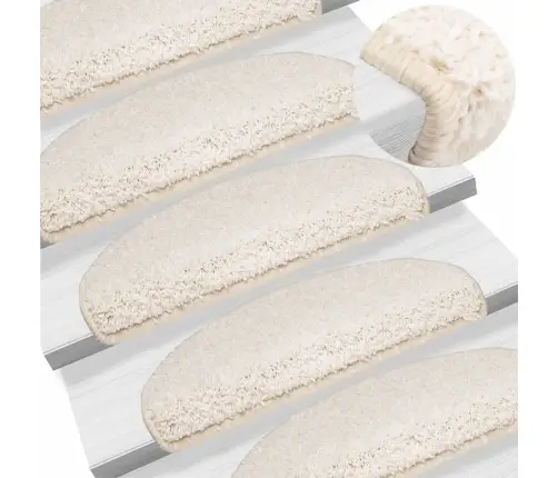 Laiptų Kilimėliai, 15 Vnt., 65X21X4 cm Balti, Pusapvaliai, Dideli