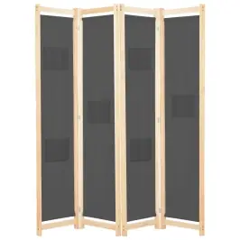 4-Paneļu Istabas Aizslietnis, 160X170X4 Cm, Pelēks Audums Vidaxl