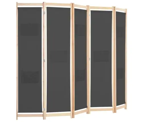 5-Paneļu Istabas Aizslietnis, 200X170X4 Cm, Pelēks Audums Vidaxl