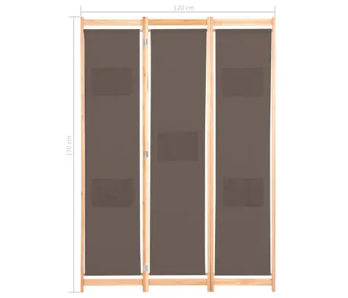 3-Paneļu Istabas Aizslietnis, 120X170X4 Cm, Brūns Audums Vidaxl