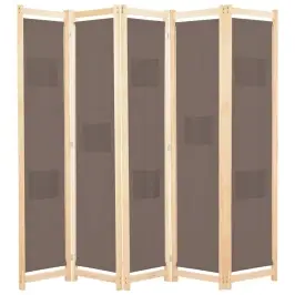 5-Paneļu Istabas Aizslietnis, 200X170X4 Cm, Brūns Audums Vidaxl