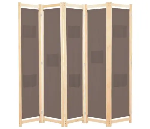 5-Paneļu Istabas Aizslietnis, 200X170X4 Cm, Brūns Audums Vidaxl