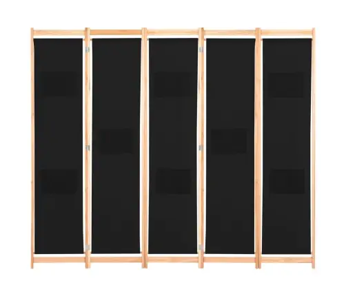 5-Paneļu Istabas Aizslietnis, 200X170X4 Cm, Melns Audums Vidaxl