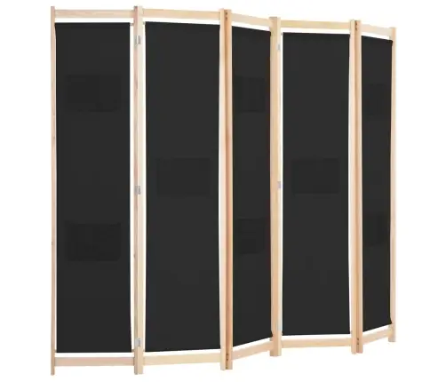5-Paneļu Istabas Aizslietnis, 200X170X4 Cm, Melns Audums Vidaxl