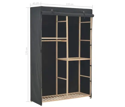 Skapis Ar 3 Plauktiem, 110X40X170 Cm, Pelēks Audums Vidaxl