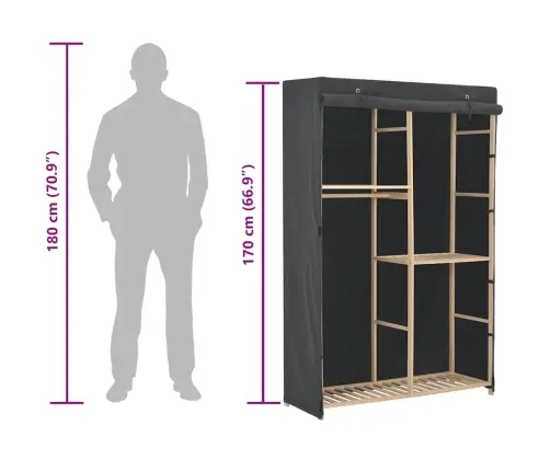 Skapis Ar 3 Plauktiem, 110X40X170 Cm, Pelēks Audums Vidaxl