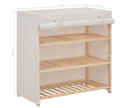 Apavu Skapis Ar Pārsegu, Balts, 79X40X80 Cm, Audums Vidaxl