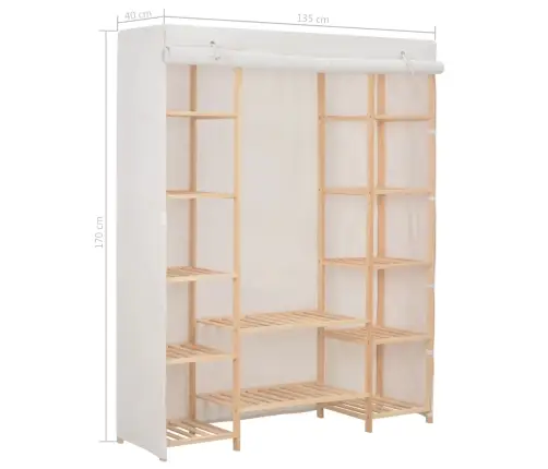 Skapis, 135X40X170 Cm, Balts Audums Vidaxl