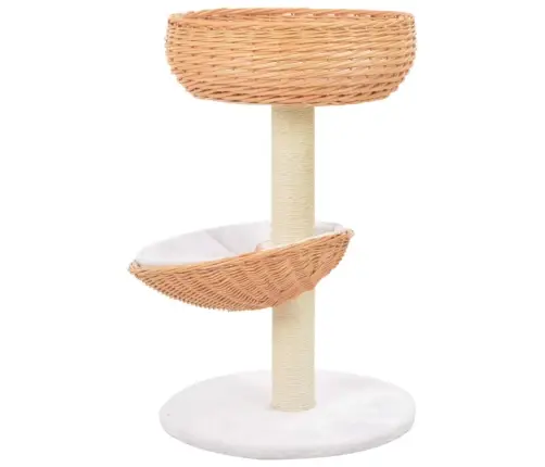 Kaķu Māja Ar Sizala Stabiem Nagu Asināšanai, Dabīgs Vītols Vidaxl