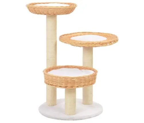 Kaķu Māja Ar Sizala Stabiem Nagu Asināšanai, Dabīgs Vītols Vidaxl