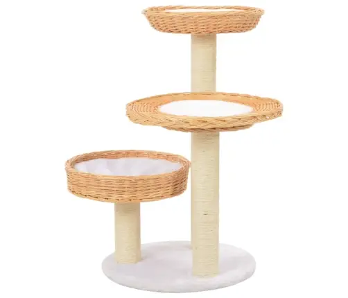 Kaķu Māja Ar Sizala Stabiem Nagu Asināšanai, Dabīgs Vītols Vidaxl