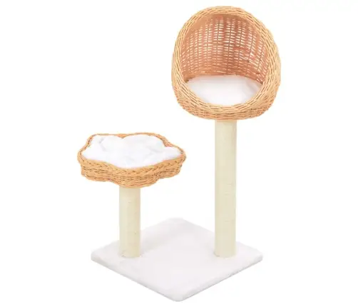 Kaķu Māja Ar Sizala Stabiem Nagu Asināšanai, Dabīgs Vītols Vidaxl