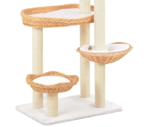 Kaķu Māja Ar Sizala Stabiem Nagu Asināšanai, Dabīgs Vītols Vidaxl