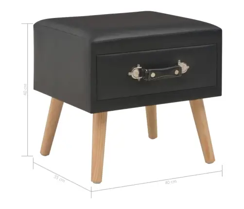 Naktsskapītis, Melns, 40X35X40 Cm, Mākslīgā Āda Vidaxl
