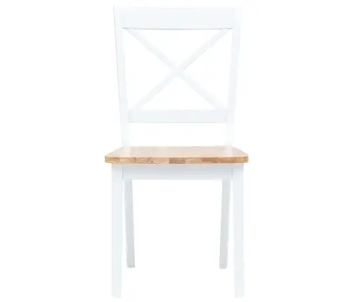 Virtuves Krēsli, 4 Gab., Balti Ar Dabīgu, Gumijas Masīvkoks Vidaxl