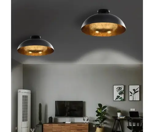 Lub. Šviestuvai, 2Vnt., Juod. Ir Auks. Sp., Pus. Sfer., E27