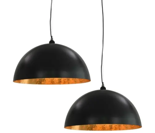 Lub. Šviestuvai, 2Vnt., Juod. Ir Auks. Sp., Pusiau Sferinis