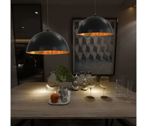 Lub. Šviestuvai, 2Vnt., Juod. Ir Auks. Sp., Pusiau Sferinis