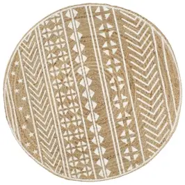 Paklājs Ar Baltu Apdruku, Džuta, 120 Cm, Roku Darbs Vidaxl