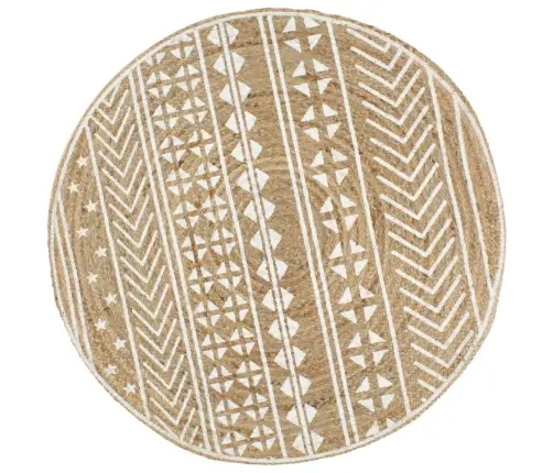 Paklājs Ar Baltu Apdruku, Džuta, 120 Cm, Roku Darbs Vidaxl