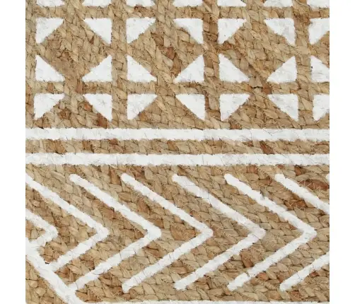 Paklājs Ar Baltu Apdruku, Džuta, 120 Cm, Roku Darbs Vidaxl