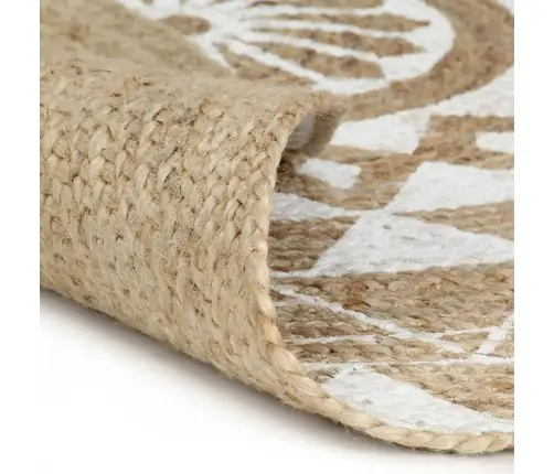 Paklājs Ar Baltu Apdruku, Džuta, 90 Cm, Roku Darbs Vidaxl