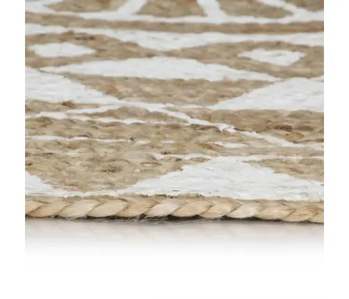 Paklājs Ar Baltu Apdruku, Džuta, 90 Cm, Roku Darbs Vidaxl