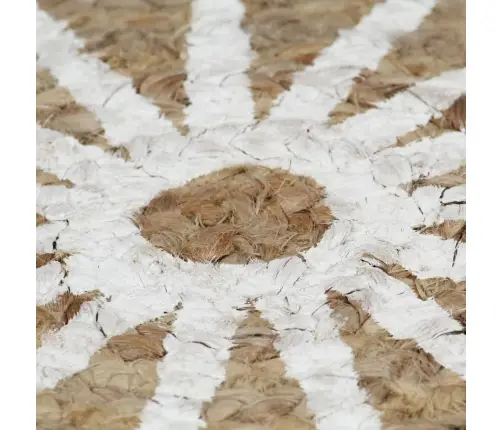 Paklājs Ar Baltu Apdruku, Džuta, 90 Cm, Roku Darbs Vidaxl