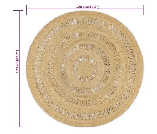 Käsitsi Valmistatud Vaip, Punutud Džuut, 120 Cm