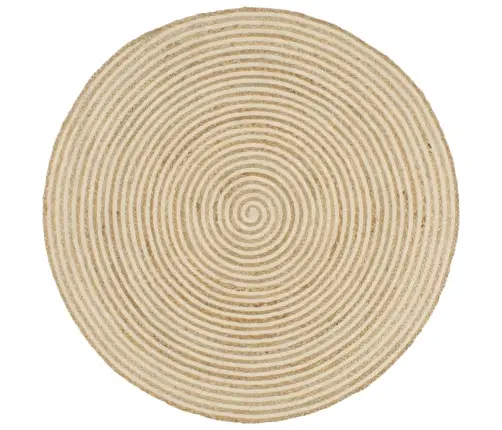 Paklājs, Spirāles Dizains, Džuta, Balts, 90 Cm, Roku Darbs Vidaxl