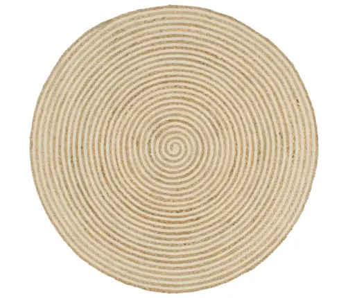 Paklājs, Spirāles Dizains, Džuta, Balts, 120 Cm, Roku Darbs Vidaxl