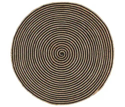 Paklājs, Spirāles Dizains, Džuta, Melns, 90 Cm, Roku Darbs Vidaxl