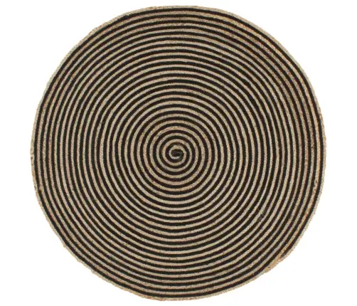 Paklājs, Spirāles Dizains, Džuta, Melns, 120 Cm, Roku Darbs Vidaxl