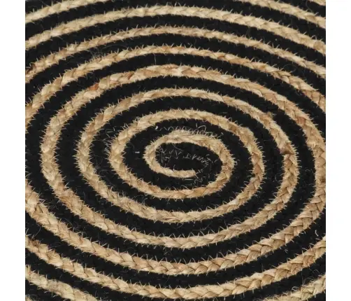 Paklājs, Spirāles Dizains, Džuta, Melns, 120 Cm, Roku Darbs Vidaxl