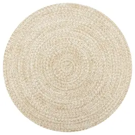 Paklājs, 90 Cm, Roku Darbs, Džuta, Balts Un Dabīgs Vidaxl