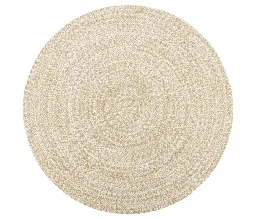 Paklājs, 90 Cm, Roku Darbs, Džuta, Balts Un Dabīgs Vidaxl